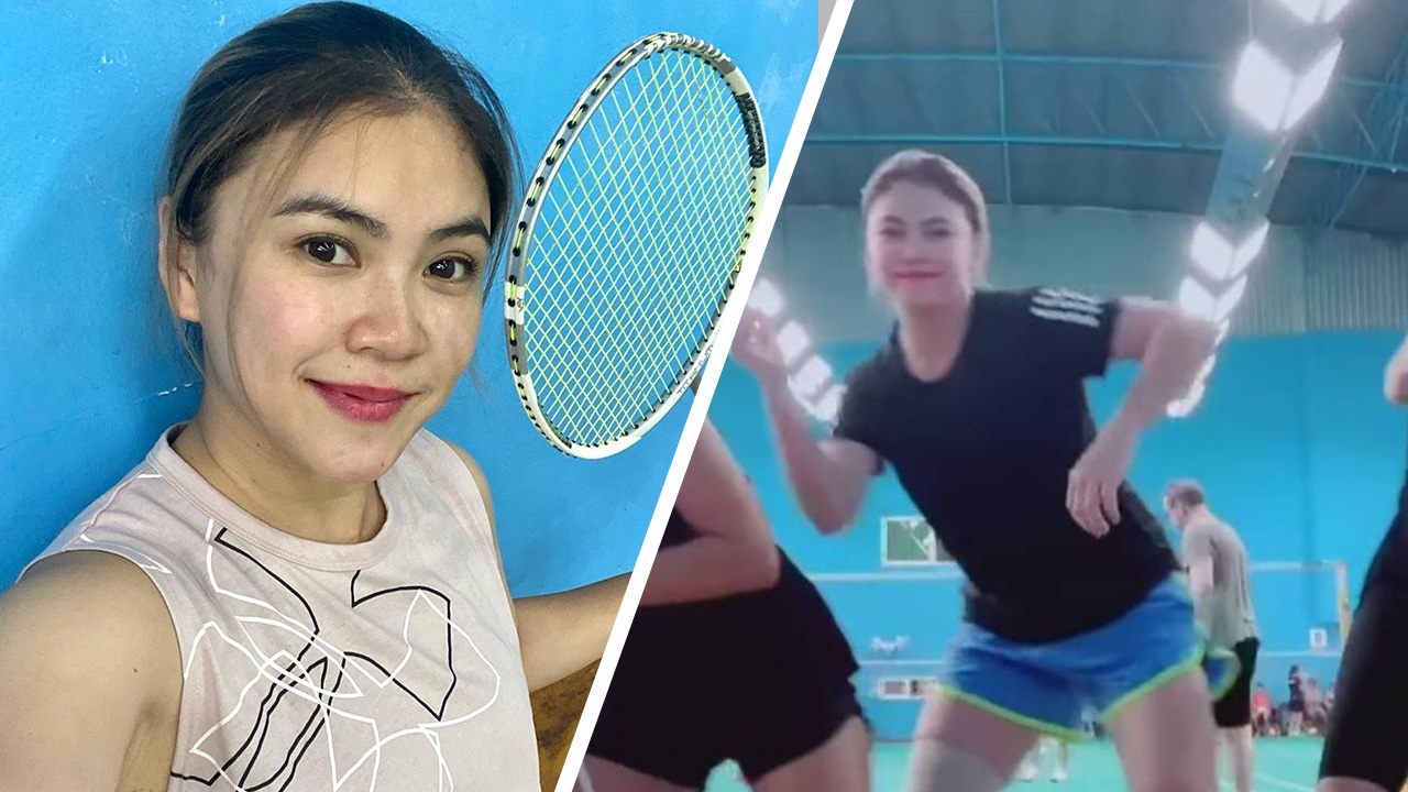 แอน ภรรยาชาคริต เต้นเพลงก้มต่ำกลางสนามแบด ทั้งพลิ้วแถมน่ารัก (คลิป)