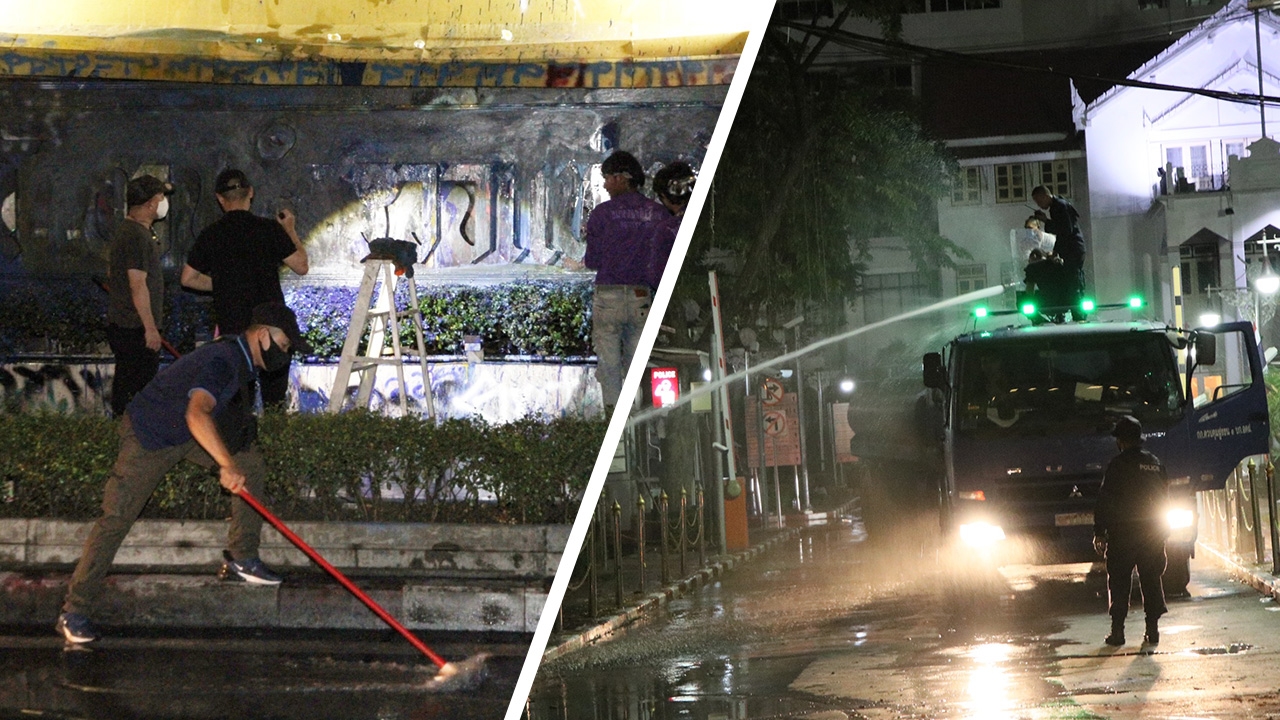 เร่งทำความสะอาดป้ายสำนักงานตำรวจแห่งชาติ อีโอดี K9 เข้าตรวจบริเวณโดยรอบ