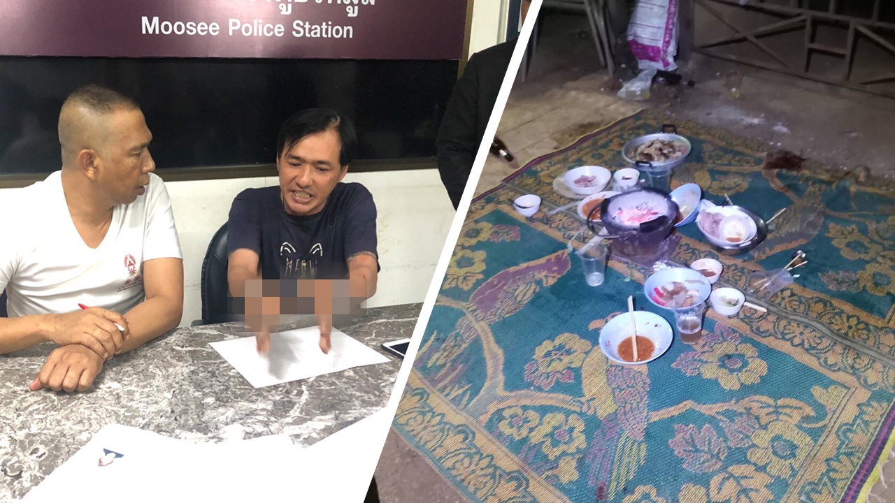 ยิงสนั่นกลางวงหมูกระทะ ตาย 2 สาหัส 2 หนุ่มฉุนโดนดูถูก “เกาะเมียกิน”