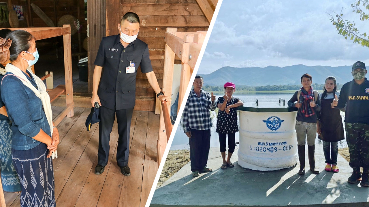 นทพ. ส่ง 'นักรบสีน้ำเงิน' ช่วยปชช.ขุดเจาะบ่อน้ำ ช่วยน้ำท่วมชาวนรา