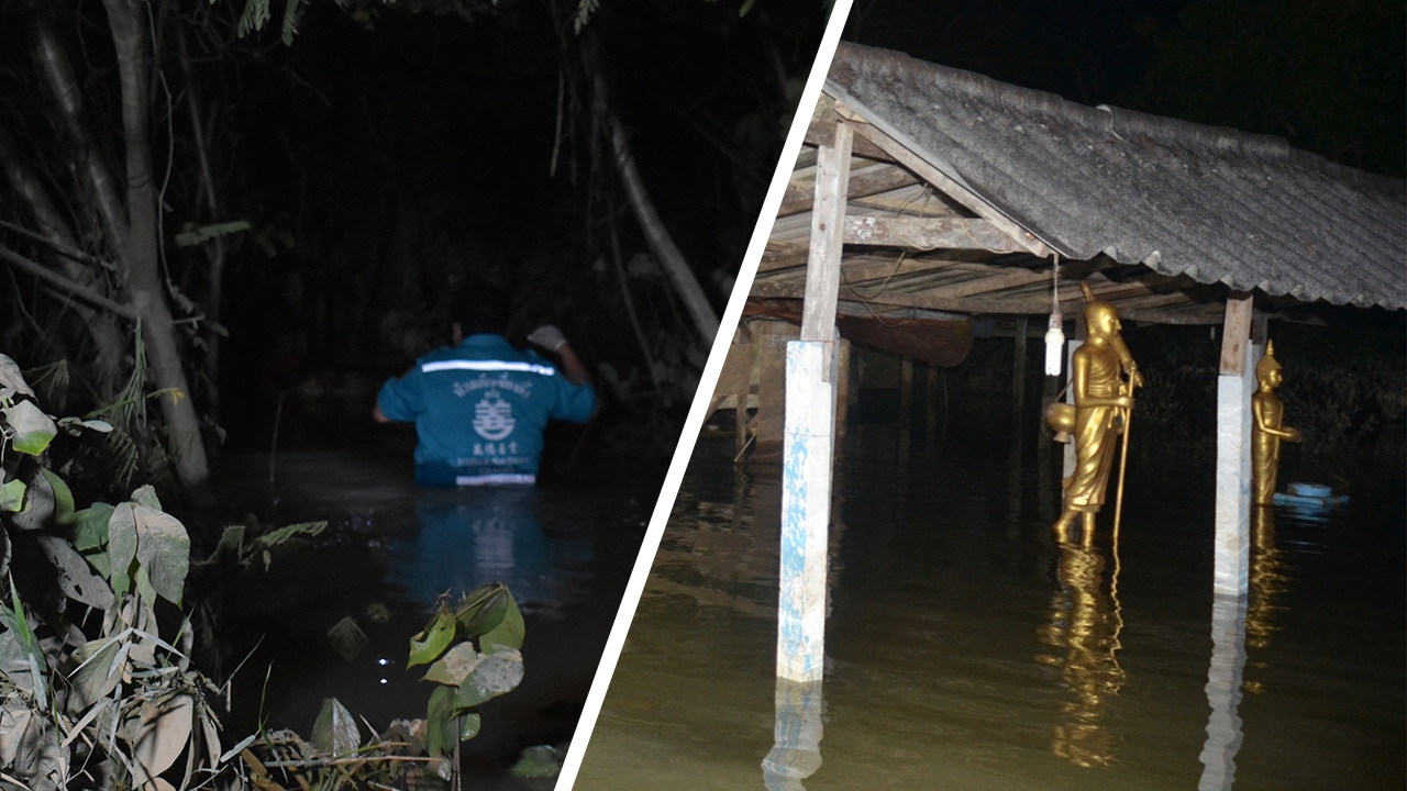 ขนลุกหมาหอน จนท.ฝ่าความมืด-น้ำท่วม กู้ศพพระลอยอืด 4 วัน ในวัดที่ตรัง 