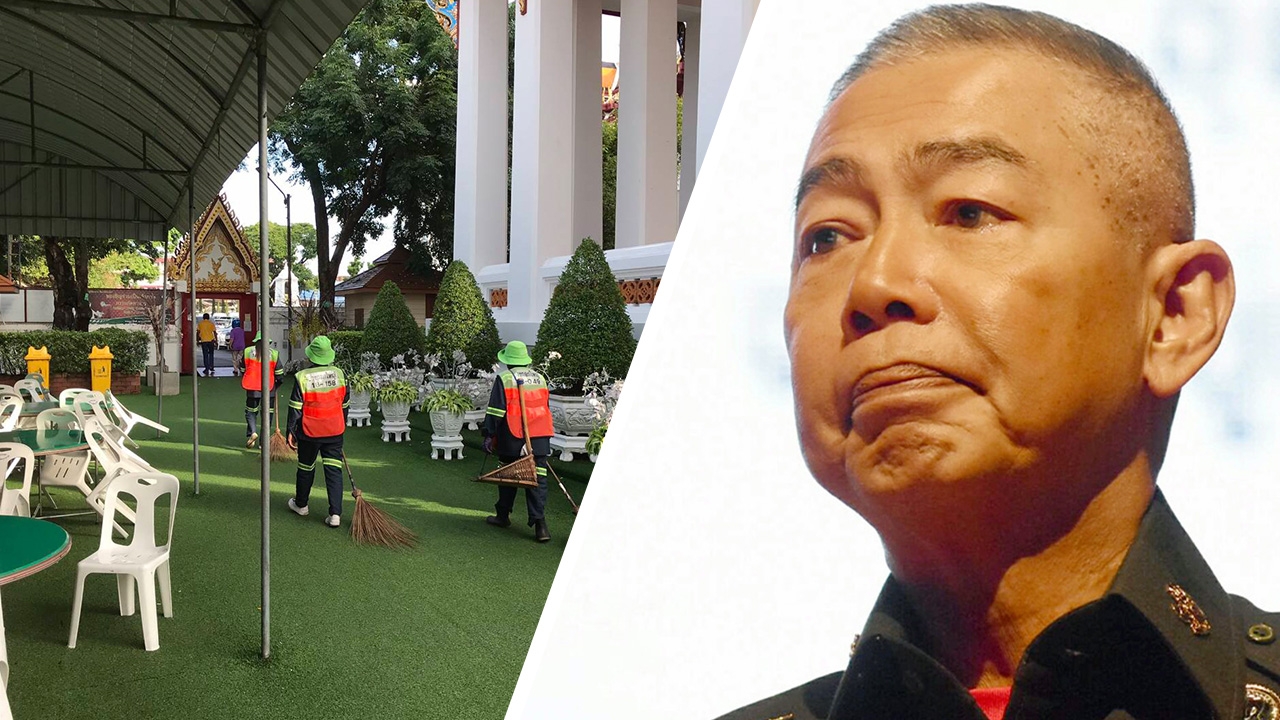 เตรียมพร้อมงานบวช “บิ๊กแดง” เขตบางกอกใหญ่ส่งเจ้าหน้าที่เก็บกวาดวัดหงส์