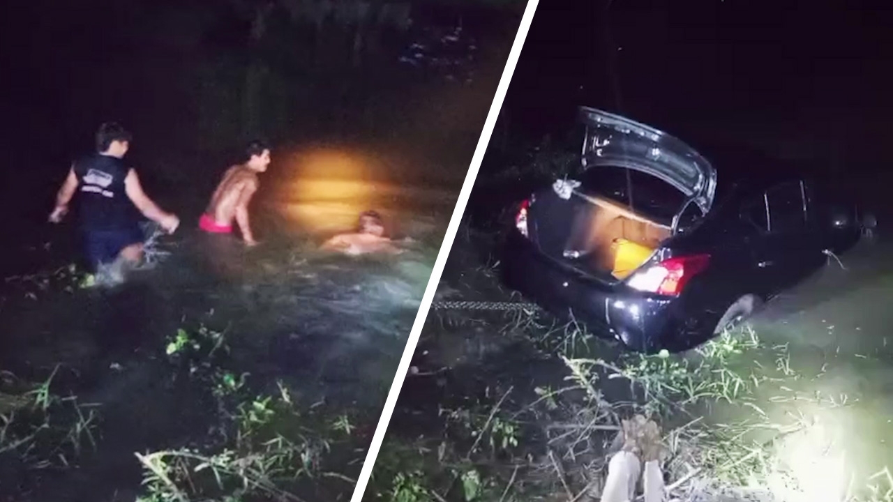 สาวขับรถเปิด GPS นำทาง พาไปตกคลอง หวิดตายสยอง โชคดีคนช่วยไว้ทัน