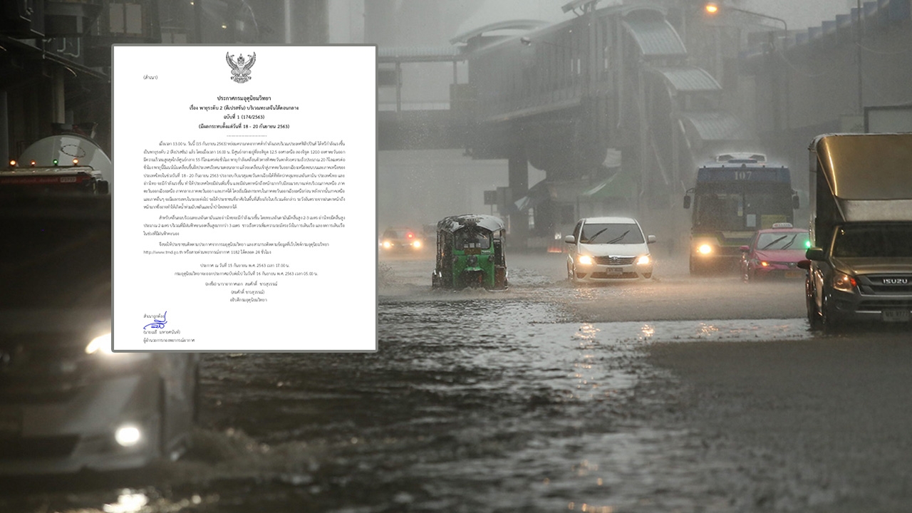 อุตุฯ ประกาศฉบับ 1 เตือนรับมือ “ดีเปรสชัน” 18-20 ก.ย. ฝนตกหนักทั่วไทย