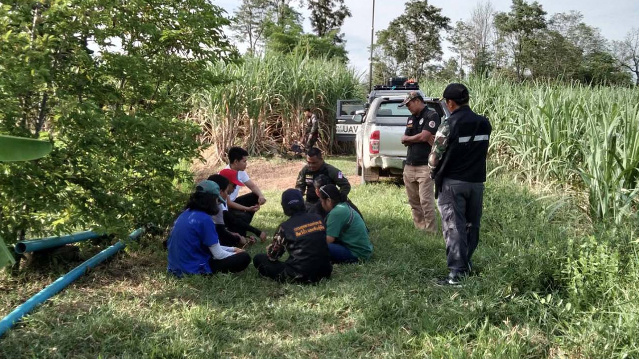 จนท.เจอหมีควายขอนแก่นแล้วในไร่อ้อยริมชายป่า แต่ยิงยาไม่ได้ทำให้หนีทัน