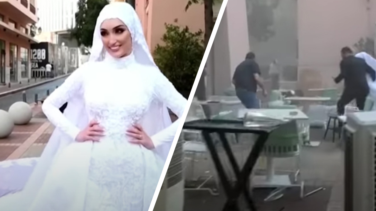 นาทีระทึก ว่าที่เจ้าสาวสุดสวย เจอเหตุระเบิดเบรุต กำลังถ่ายพรีเวดดิ้ง  (คลิป)