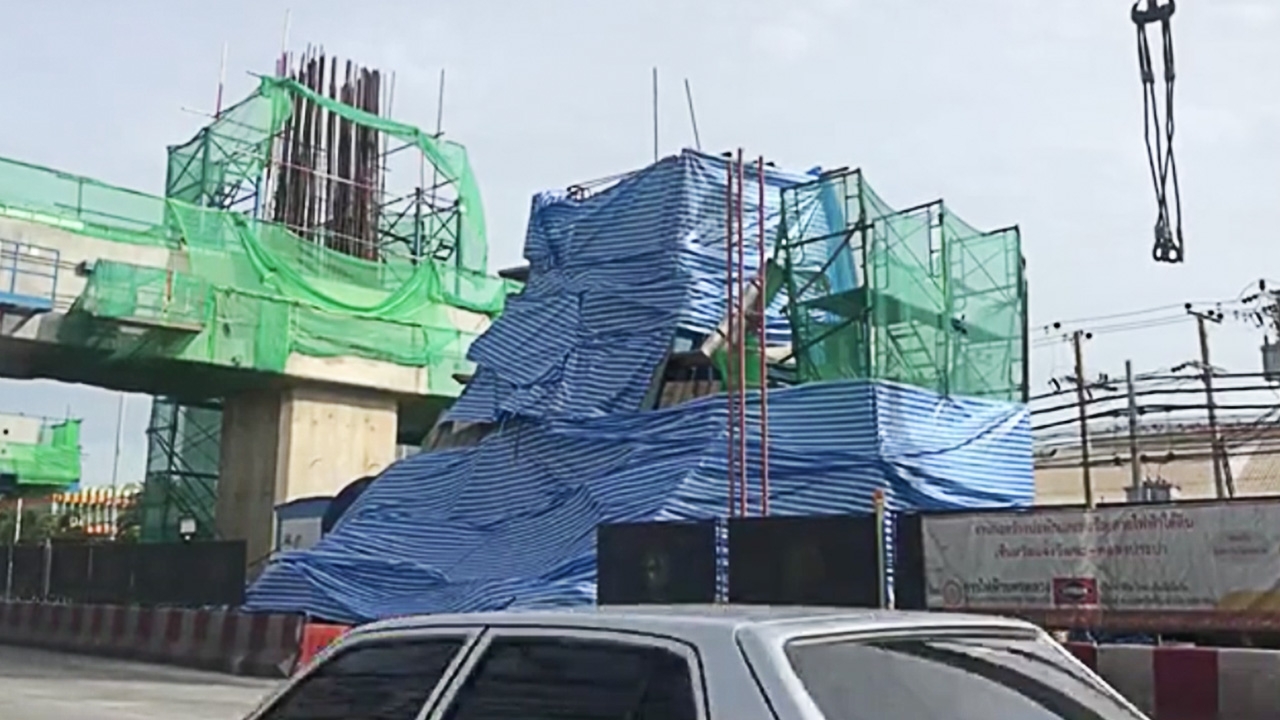 รฟม.สั่งตรวจสอบเสารับคานรถไฟฟ้าสีชมพูทุกจุด หลังถล่มบนถนนแจ้งวัฒนะ 