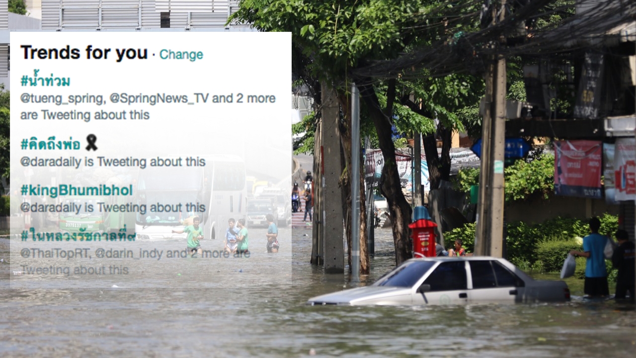 รีวิว Twitter #น้ำท่วม แรงขึ้นอันดับหนึ่ง อีกหนึ่งคู่มือสะท้อนอารมณ์ 