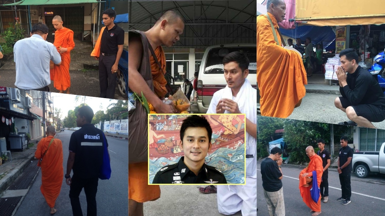 ตำรวจดารา ผุดไอเดียธรรมะ หนุนตร. เป็นเด็กวัด เกลาจิตใจ เดินตามบิณฑบาต