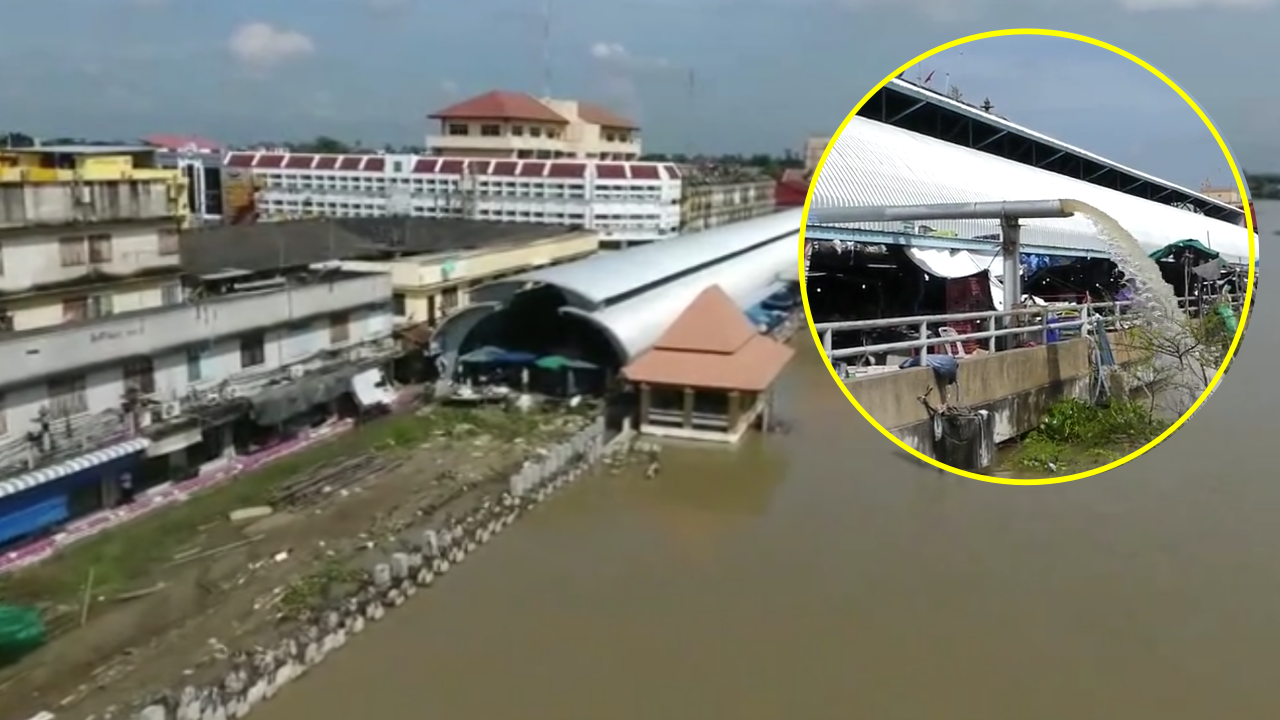 ตลาดเมืองปทุมลุ้นหนัก ท่วม-ไม่ท่วม หลังเขื่อนปล่อยลงเจ้าพระยาปริมาณมาก