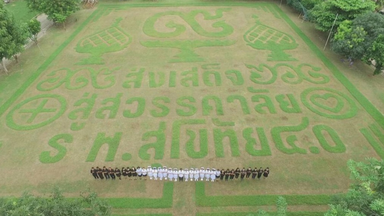 รพ.สุโขทัย ตัดสนามหญ้าสัญลักษณ์ ร.๙ สวรรคโลกเร่งจัดสถานที่วางดอกไม้จันทน์