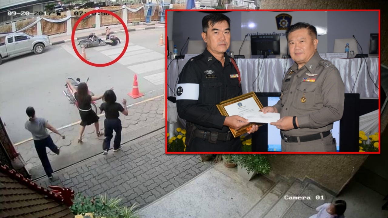 ตร.จร.ลำปาง ภูมิใจพุ่งช่วยเด็กข้ามถนนก่อนถูกชน ทั้งที่เพิ่งผ่าตัดหัวใจ