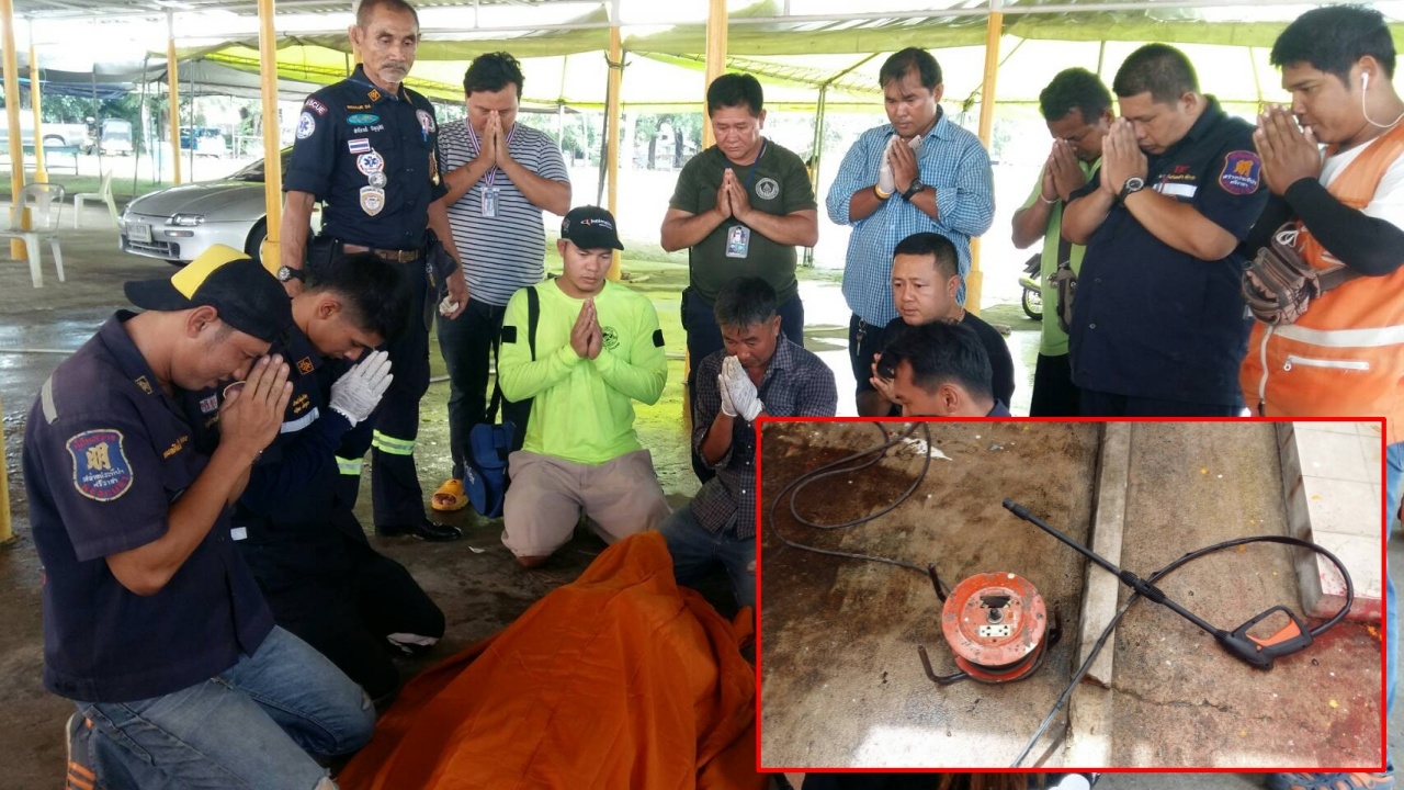 ไฟช็อต พระลูกวัดศรีราชา ล้มศีรษะกระแทกพื้น มรณภาพ