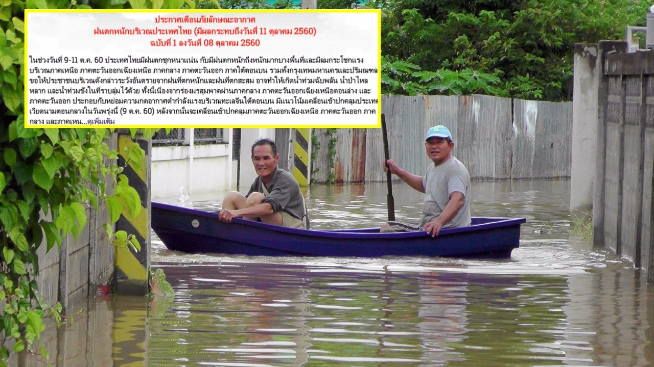 มาอีกระลอก อุตุฯประกาศเตือน 9-11ต.ค. ไทยเจอฝนหนัก ระวังน้ำท่วมฉับพลัน 