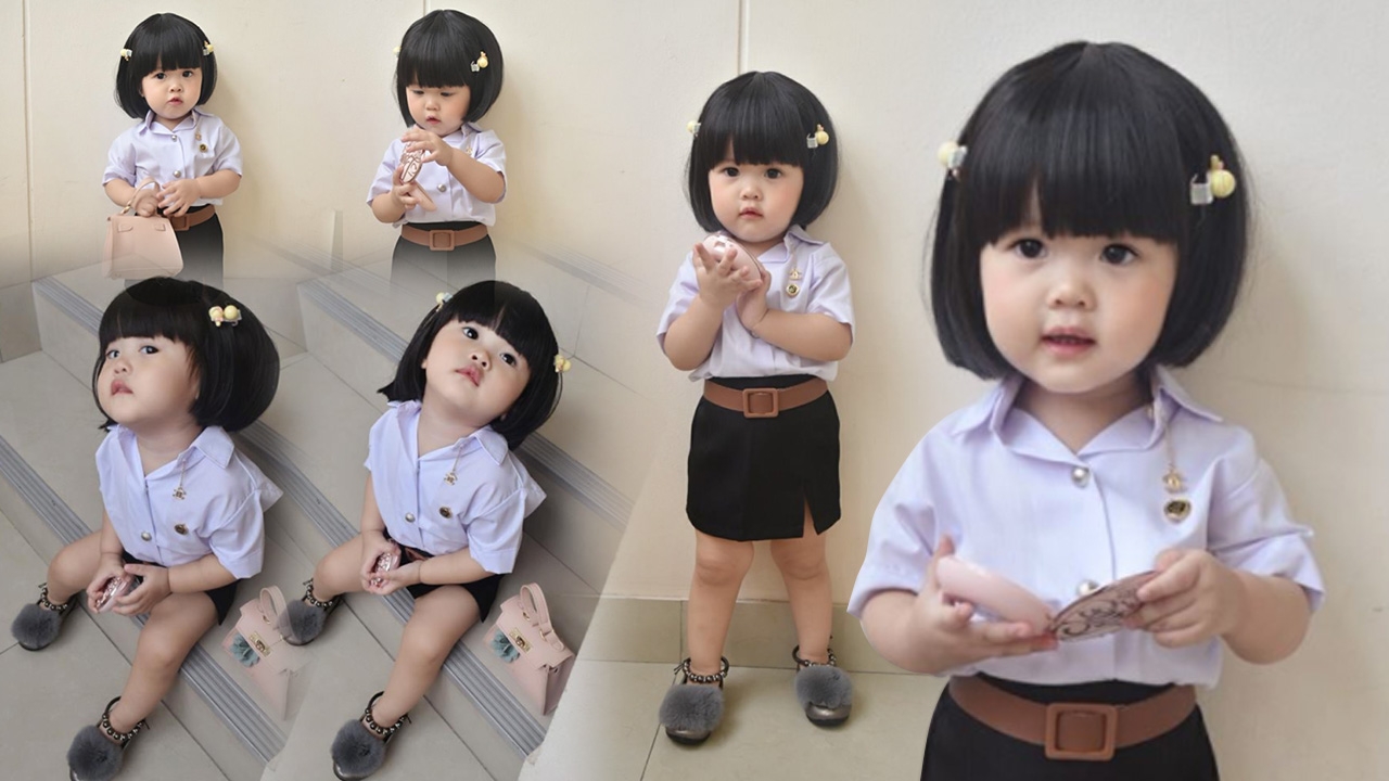 น่าเอ็นดูมาก! กดเลิฟรัวๆ เมื่อคุณแม่จับลูกน้อยแต่งตัวกับแฟชั่นชุดนักศึกษา