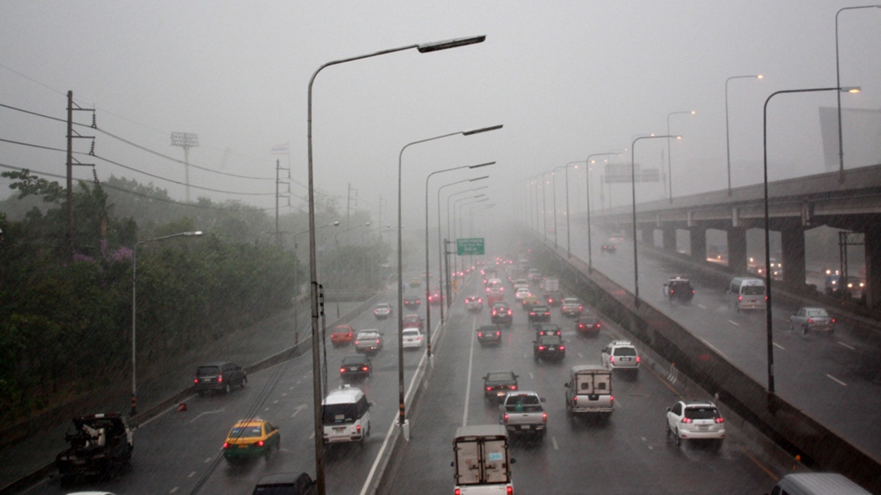 กทม. ฝนตกหนักหลายพื้นที่ การจราจรเช้านี้ ติดหนึบหลายเส้นทาง