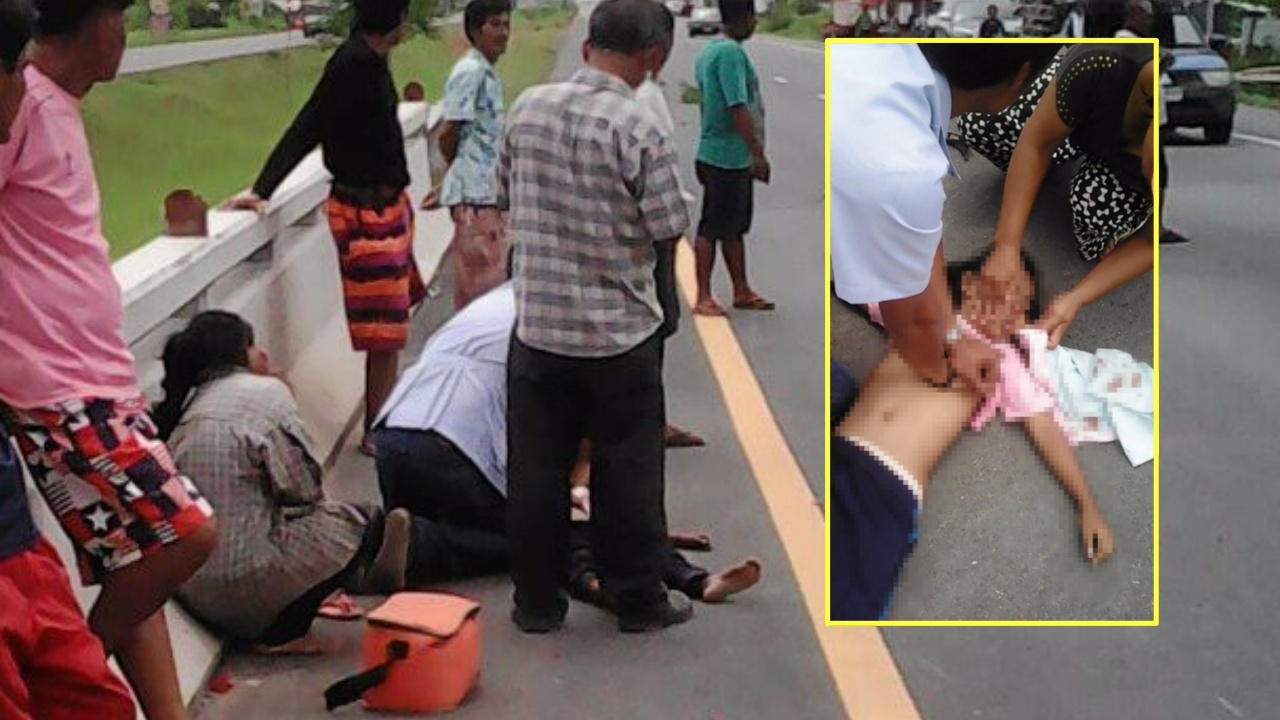 สลด แม่ขี่รถรับลูกสาวกลับจากโรงเรียน โดนปิกอัพชนท้าย ด.ญ. 9 ขวบดับ 