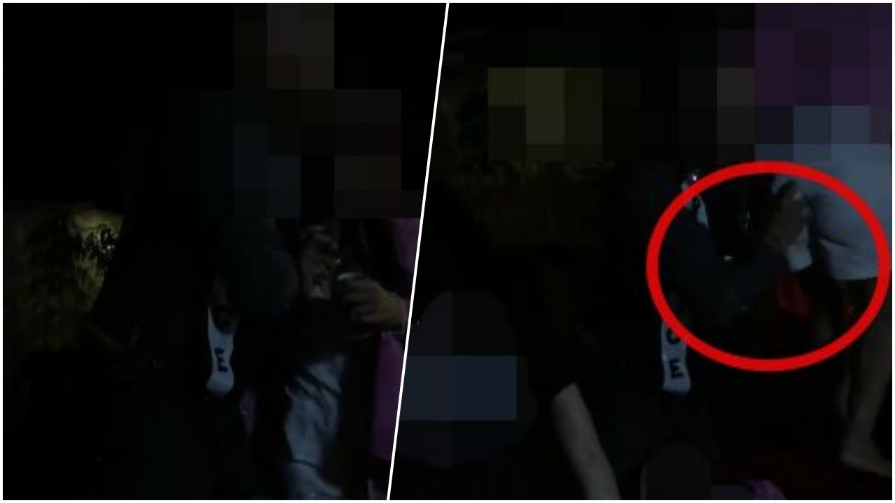 หนุ่มใหญ่แต่งตัวคล้ายตำรวจ เมา มึน มืออยู่ไม่สุข จับนม แตะเอวสาว (คลิป) 
