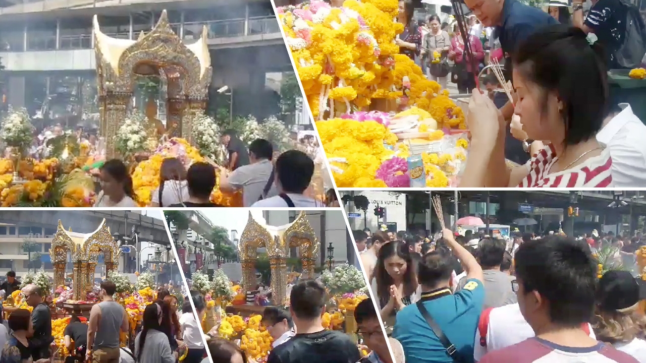 ครบรอบ 61 ปี วันตั้งศาลท้าวมหาพรหม ชาวไทย-ต่างชาติแห่สักการะแน่น