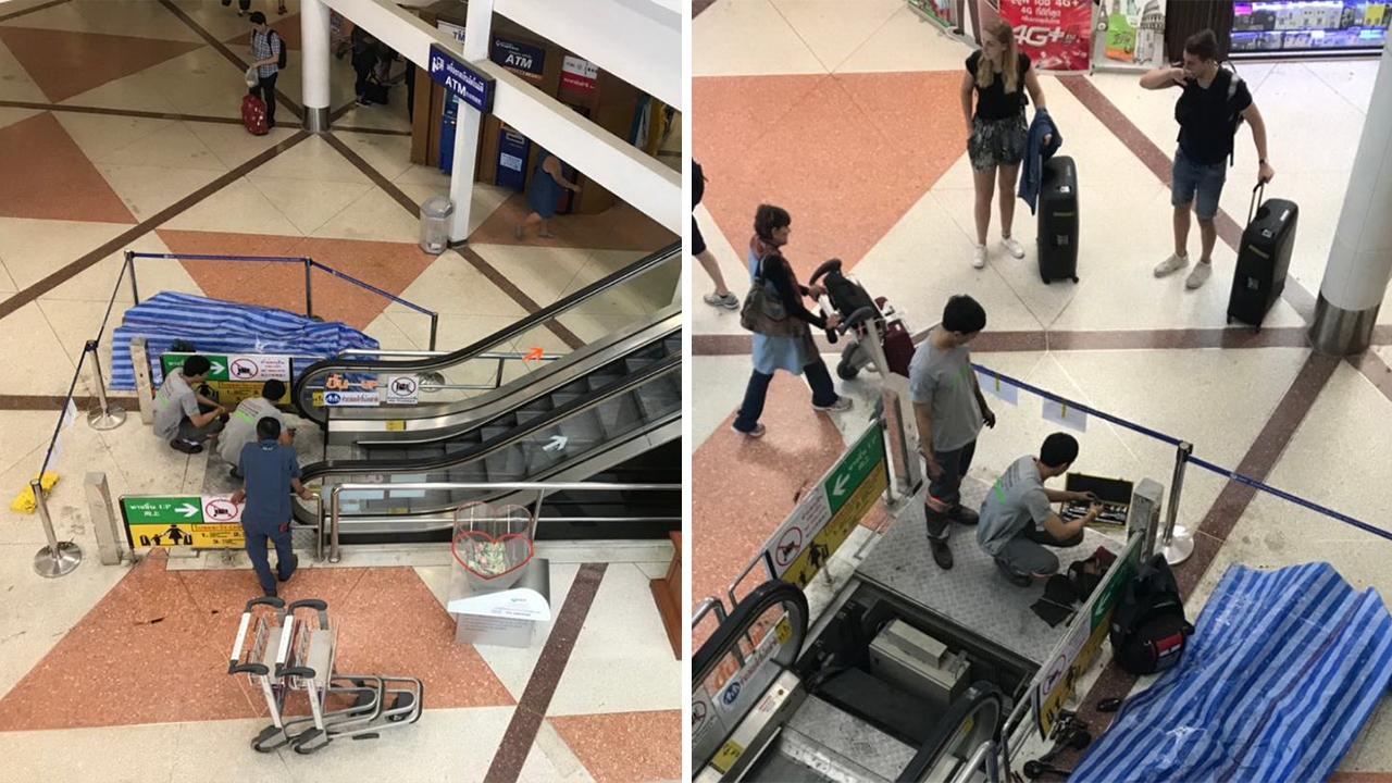 ระทึก! บันไดเลื่อนสนามบินเชียงใหม่ทรุดตัว โชคดีไร้คนเจ็บ