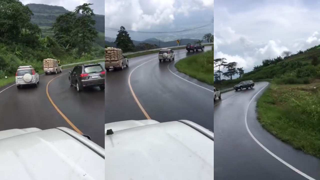 ไม่ทันขาดคำ! ชายอัดคลิปรถทะเบียน กทม. แซงลงภูทับเบิก ลื่นฝนหมุนกลางถนน