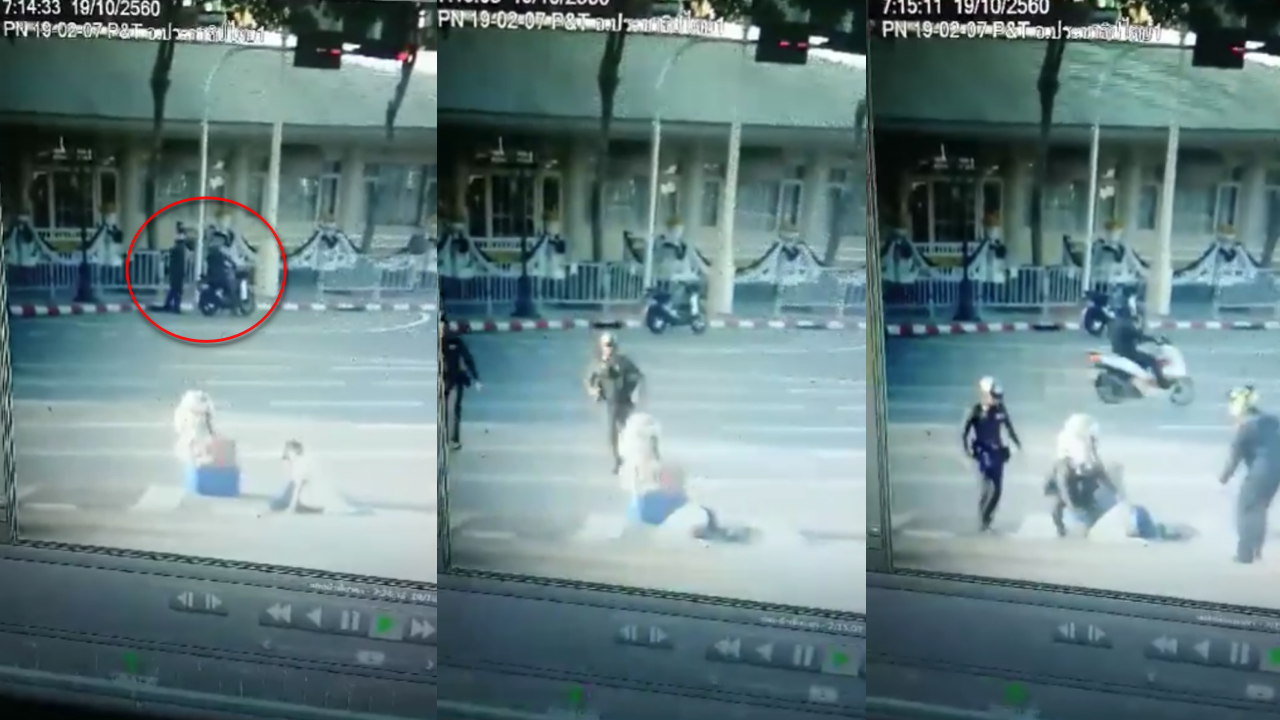 คนชื่นชม 2 ตร. วิ่งข้ามถนนช่วยลุงหมดสติใกล้อนุสาวรีย์ประชาธิปไตย