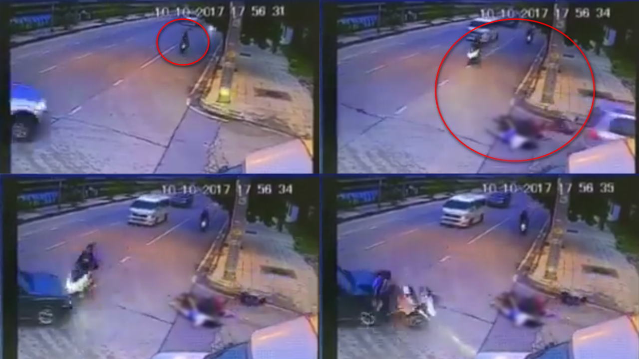 ใครผิดใครถูก! คลิป 2 จยย.ทางเอก ปะทะ 2 รถยนต์เลี้ยวเข้าซอยอย่างจัง