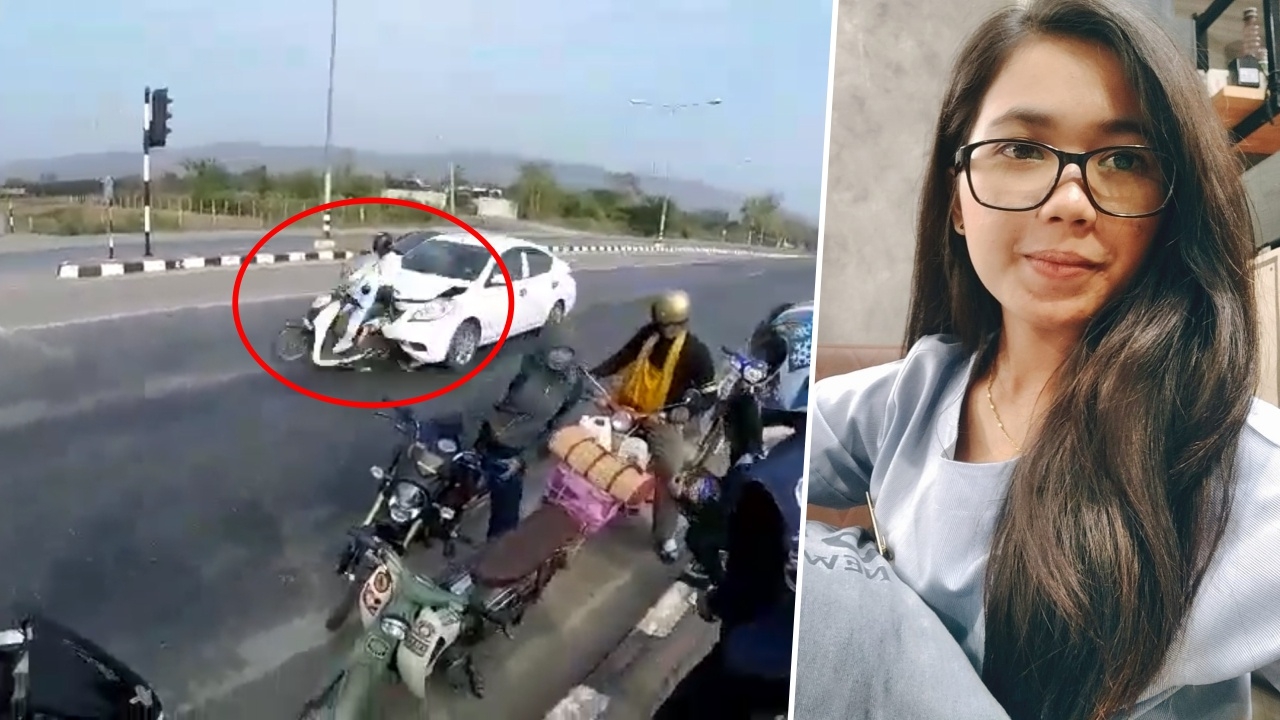 นาทีชีวิต! คลิปเก๋งพุ่งชนพยาบาลสาวสวยสาหัส ล่าสุดตัดม้ามรอดูอาการสมอง