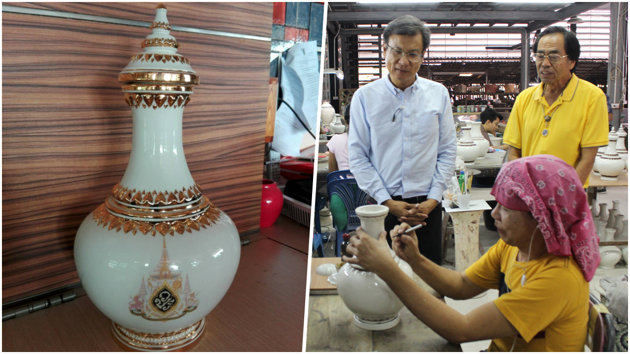 ผู้ว่าฯราชบุรี ตรวจดู คนโทบรรจุน้ำศักดิ์สิทธิ์ พระราชพิธีบรมราชาภิเษก