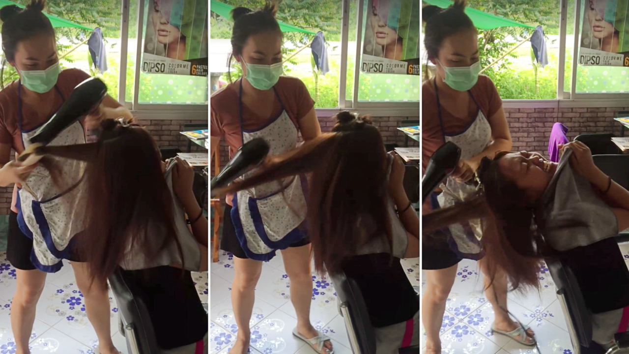 ตรงสลวย! แห่แชร์คลิป 'ช่างมือหนัก' ไดร์ผมจนต้องร้องขอชีวิต