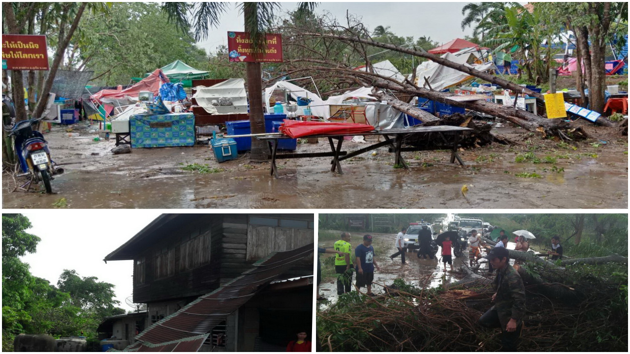 พายุฝนลูกเห็บ ถล่ม 3 อำเภอ เลย บ้านหลังคาเปิง ต้นไม้ล้มทับรถกู้ภัย