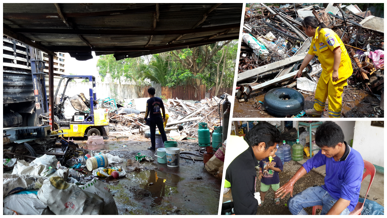 หวิดย่างสด เสี่ยร้านของเก่าเปิดถังแก๊ส ขณะลูกน้องตัดเหล็ก ไฟลุกพึ่บ!