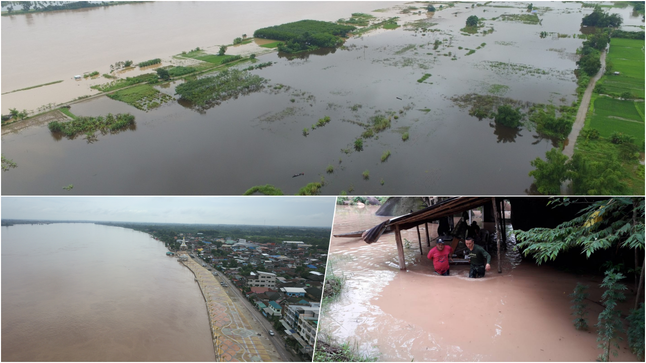 'บึงกาฬ'น้ำโขงสูงสุดในรอบ 12 ปี-'หนองคาย'ยังเจอฝนซัดทำท่วมถนน