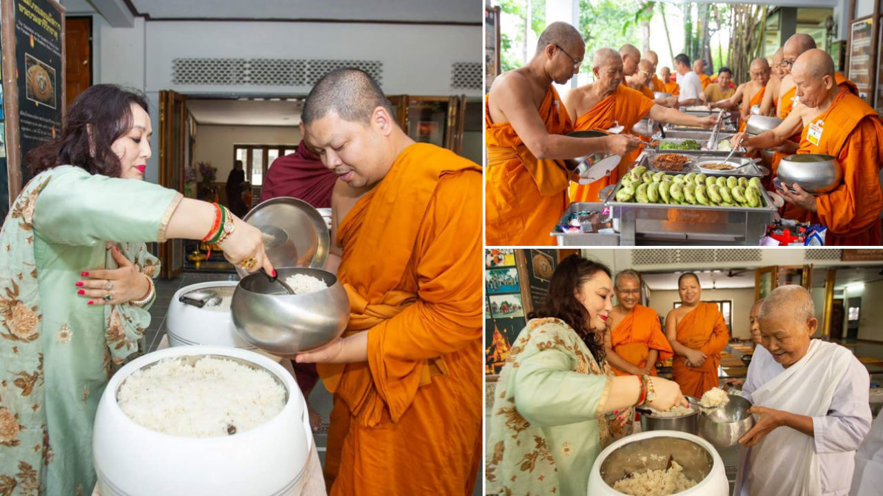 ตำรวจใหญ่อินเดีย ศรัทธา 'คณะสงฆ์ไทย' จัดถวายภัตตาหารชั้นดีแก่พระทั้งวัด
