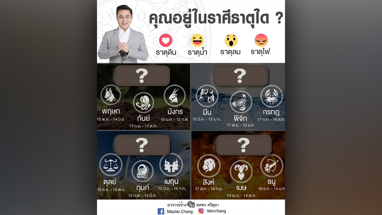 ดิน น้ำ ลม ไฟ! เคยรู้ไหมคุณอยู่ราศีธาตุใด