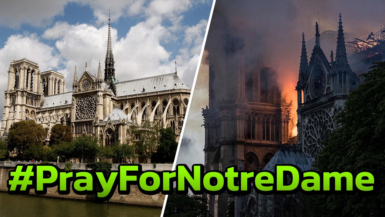 ชาวทวิตเตอร์แชร์ภาพถ่ายคู่ “นอเทรอดาม” ให้กำลังใจผ่าน #PrayForNotreDame