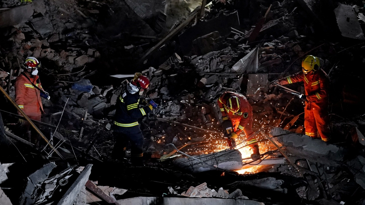 ตึกเซี่ยงไฮ้ถล่ม ทับคนงานดับสลด 7 ศพ ติดใต้ซากอีกอื้อ