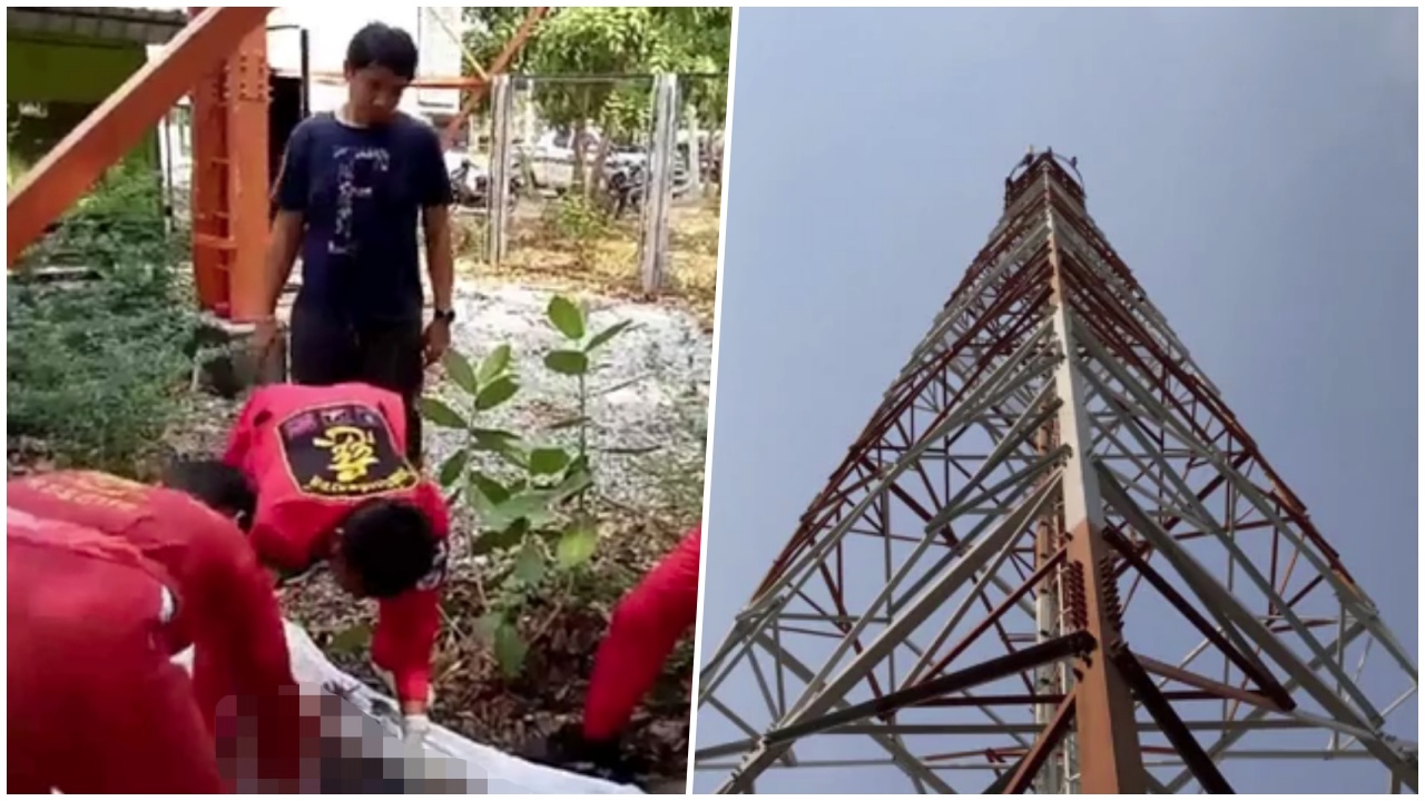 หนุ่มมาอาศัยวัด คิดสั้นโดดเสาส่งสัญญาณโทรศัพท์ฆ่าตัวตาย