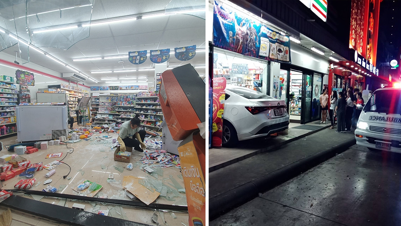 เก๋งพุ่งทะลุ 7 ชนหนุ่ม 19 เจ็บ สาวคนขับอ้างรถขัดข้อง เปลี่ยนเกียร์เอง 