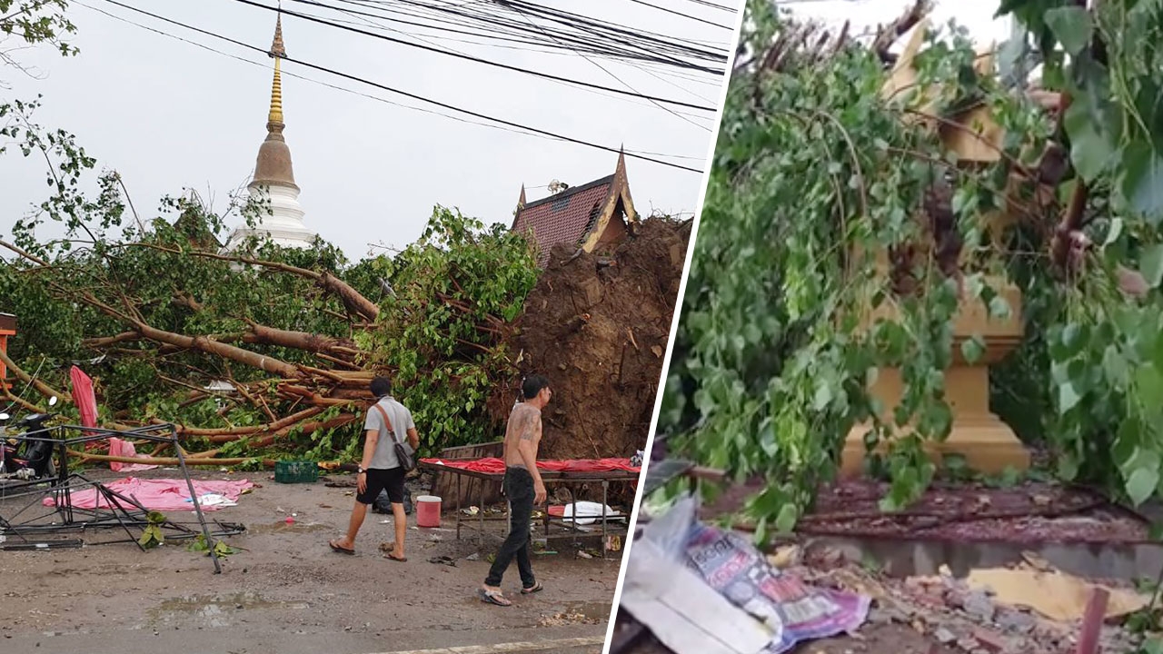 พายุถล่มตลาดนัด ต้นโพธิ์โค่นทับเจ็บ 6 พระประธานศักดิ์สิทธิ์ ไม่ระคาย
