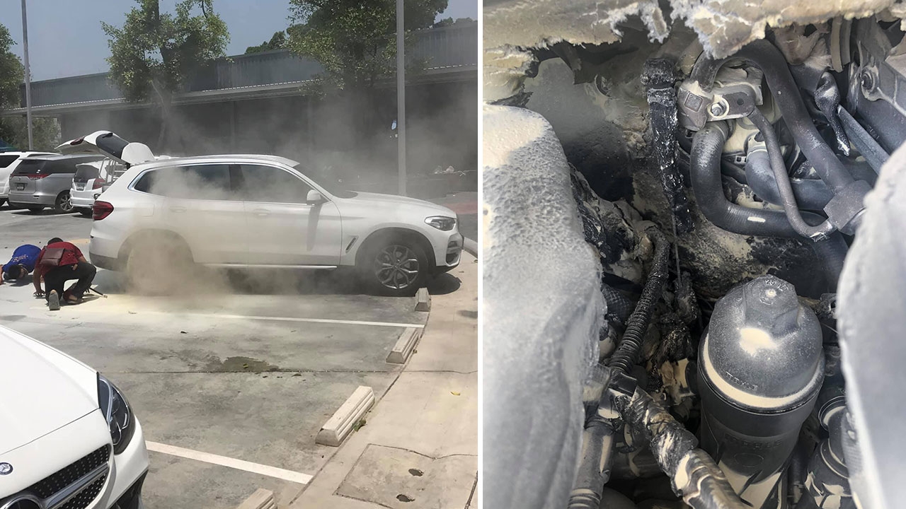 แม่แทบช็อก BMW ป้ายแดงไฟไหม้ รีบให้พี่เลี้ยงช่วยอุ้มลูก 8 เดือนหนีตาย (คลิป)