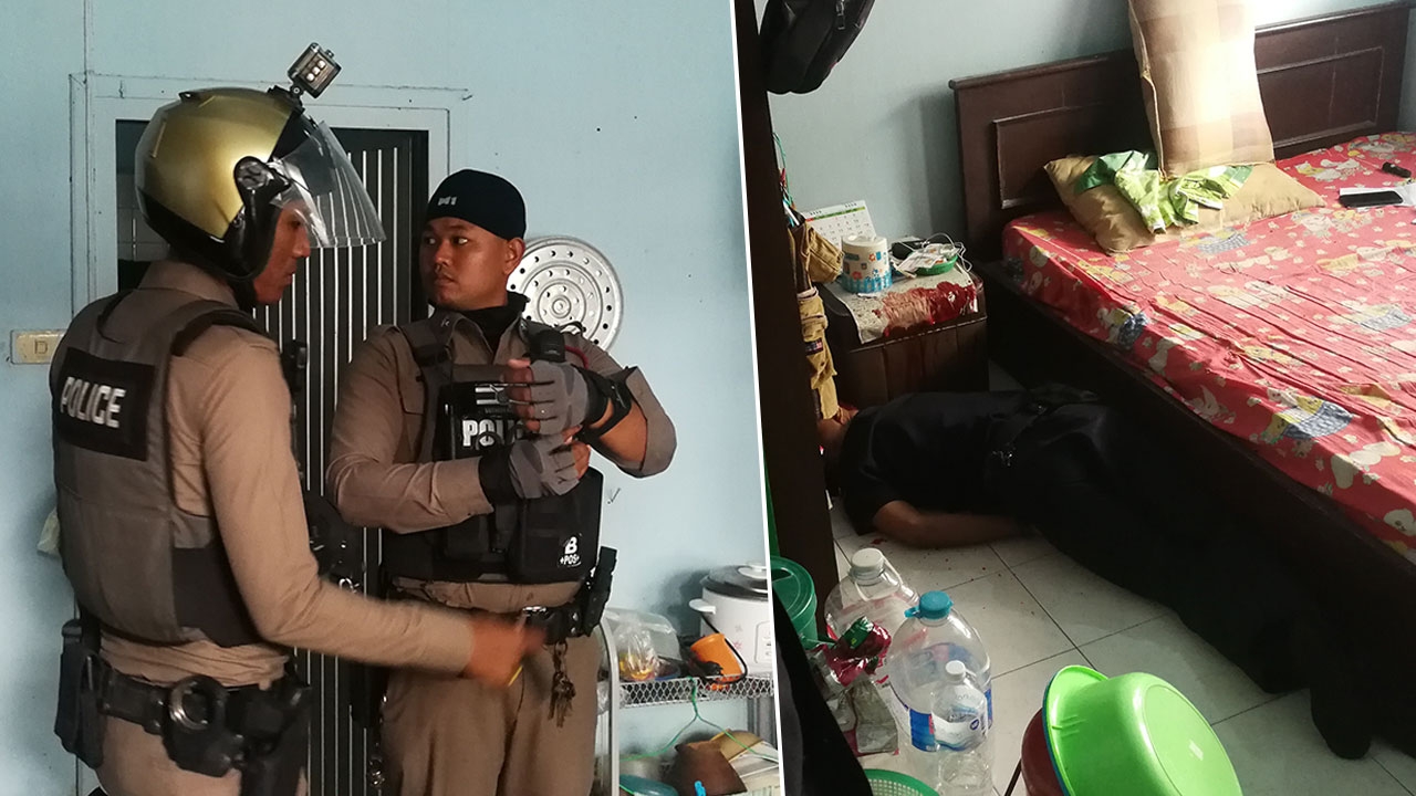 รปภ.เมาเครียดชักปืนจ่อยิงหัวตัวเองตายสยอง เหตุหึงหวงสาวข้างห้อง