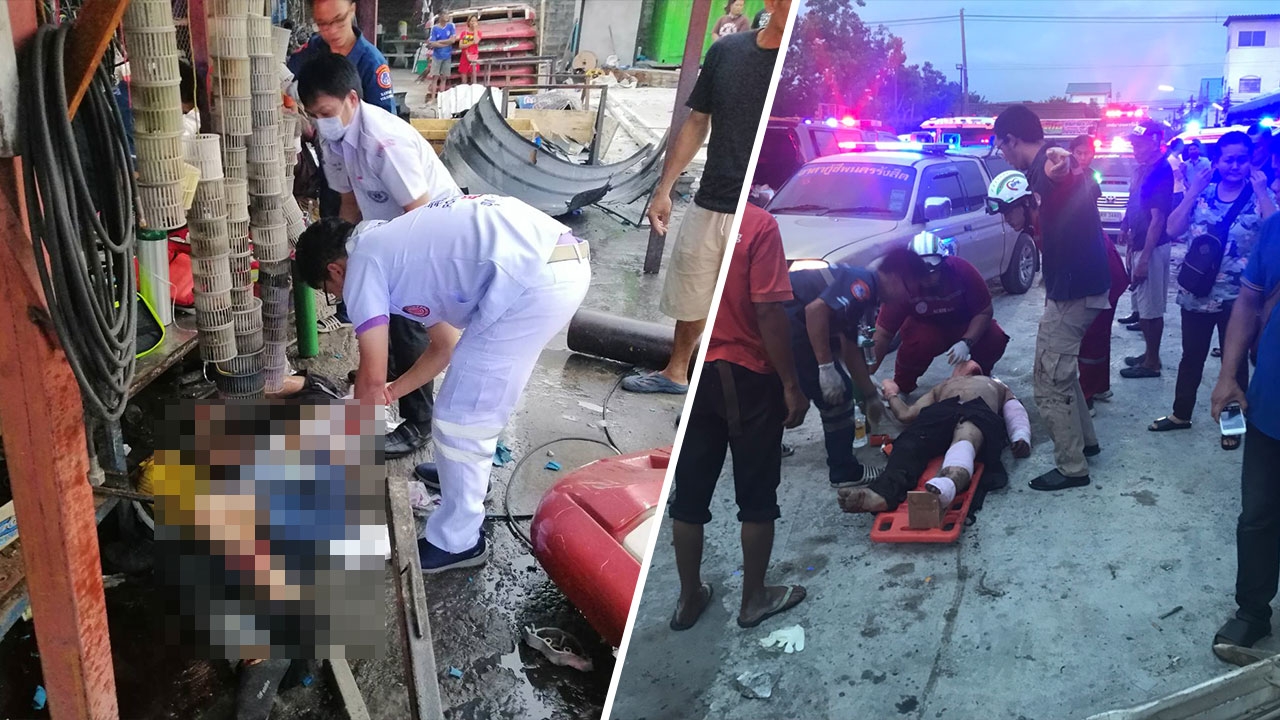 ตูมสนั่น คอมเพรสเซอร์แอร์รถทัวร์ ระเบิดคาอู่ สะเก็ดว่อน เจ็บระนาว 5 คน