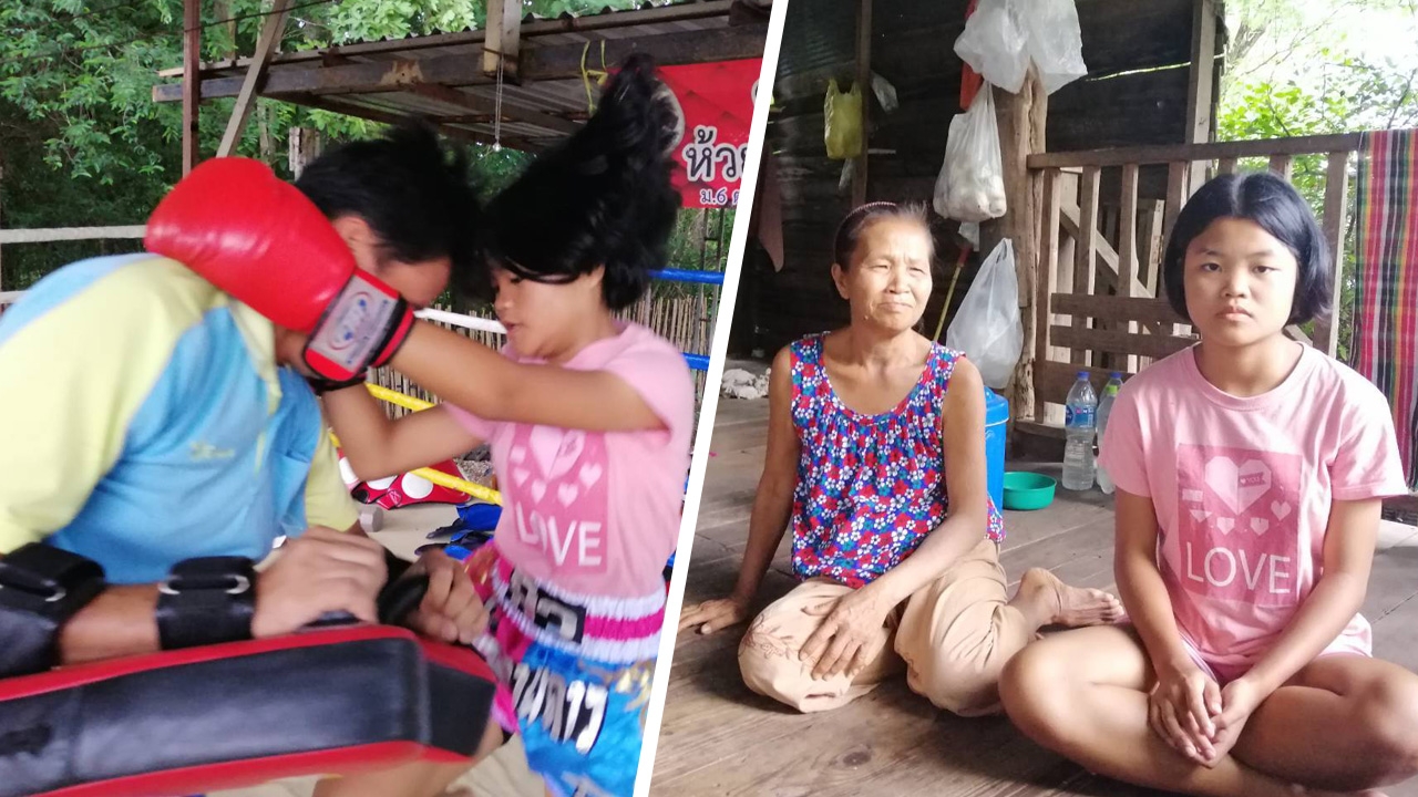 ชีวิตต้องสู้ ด.ญ.13 ชกมวย หาเลี้ยงครอบครัว  ตา ยาย น้องอีก 2 