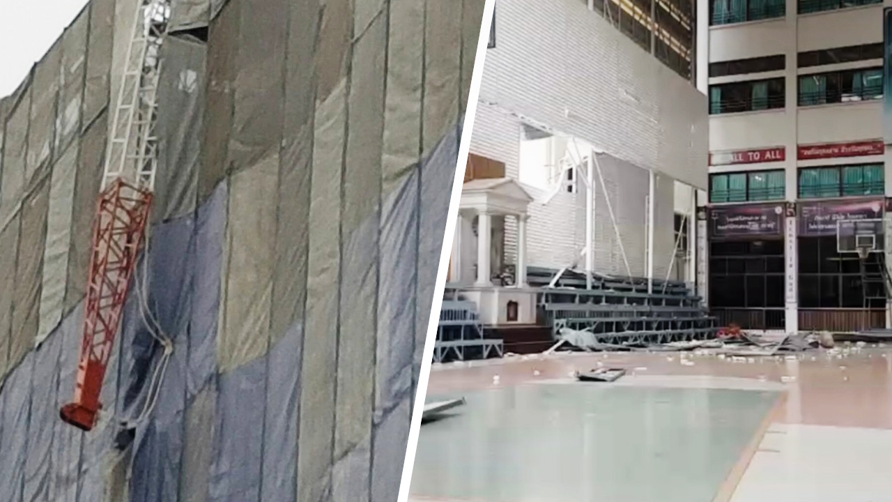 นักเรียนร้องลั่น เผยนาทีเครนหัก ชิ้นส่วนร่วงใส่อาคาร อัสสัมชัญ คอนแวนต์