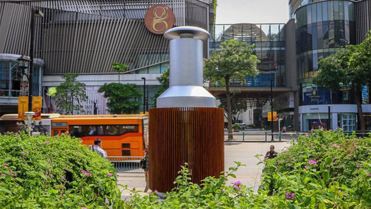ตรวจฝุ่น PM 2.5 ไม่เกินค่ามาตรฐาน จุดตั้งหอฟอกอากาศเซ็นทรัลเวิลด์