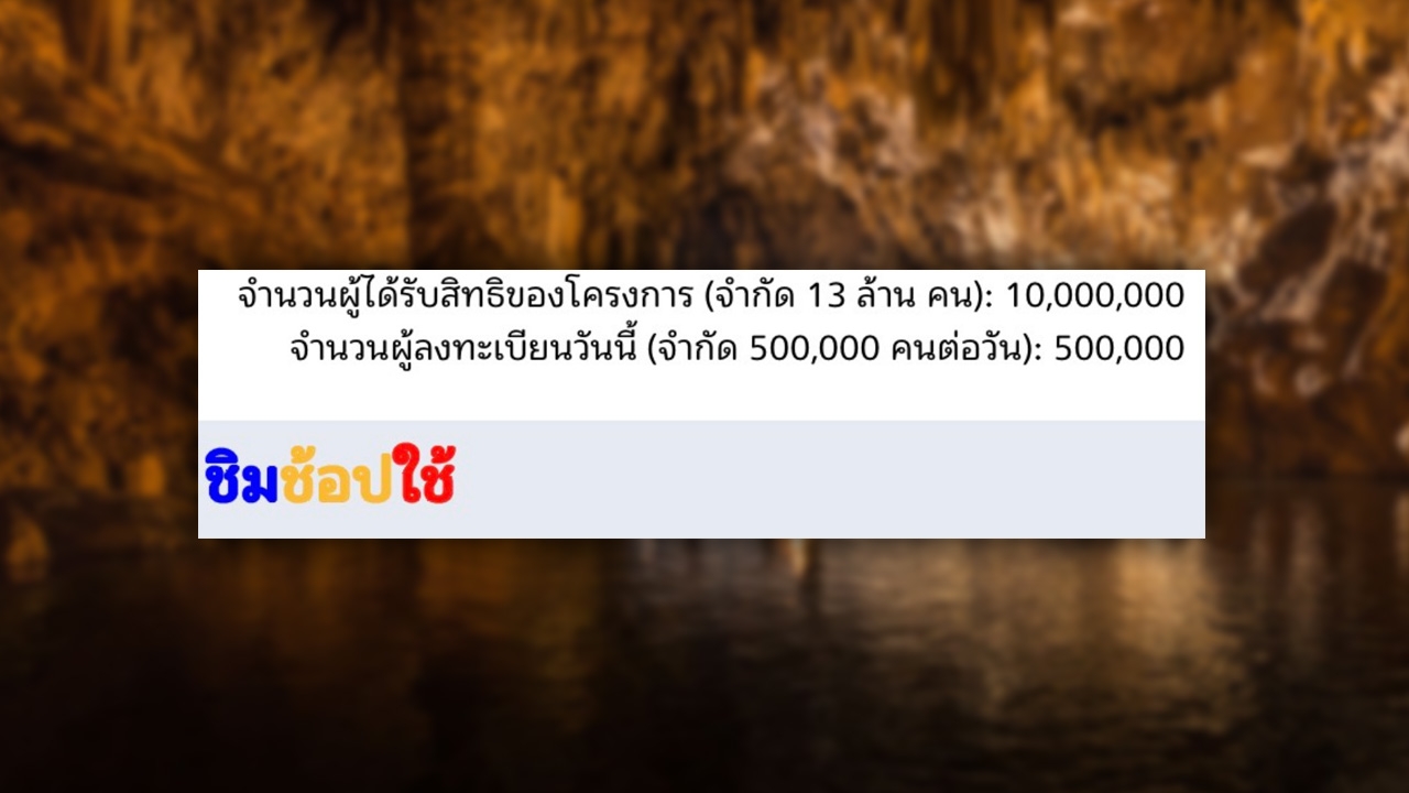 ลงทะเบียน "ชิมช้อปใช้" เฟส 2 วันแรกรอบ 6 โมงเช้า ครบ 5 แสนคนแล้ว