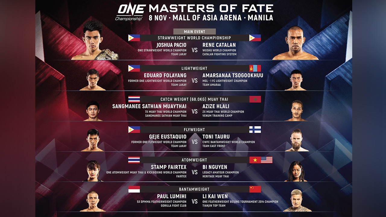ผ่านฉลุย ผลชั่งน้ำหนักนักชก 13 คู่ ศึก "ONE: MASTERS OF FATE" 