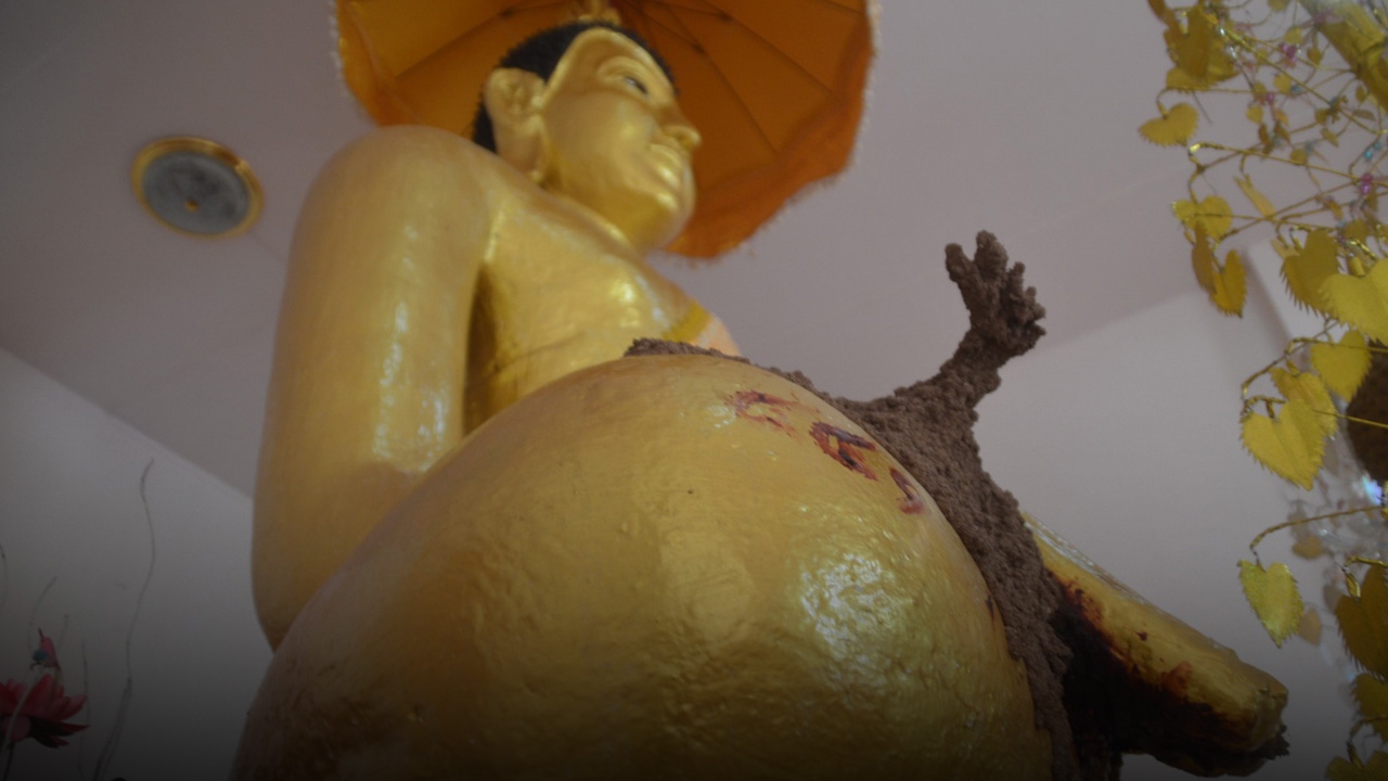 เชิญคอหวยมามุง จอมปลวก คล้ายเศียรพญานาค ขึ้นพระพุทธรูป "หลวงพ่อศรีสะอาด"