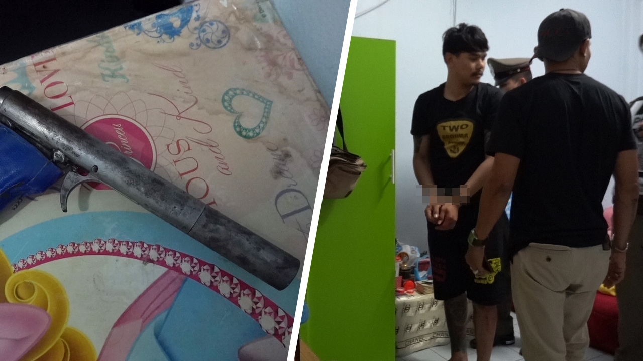 ปืนไทยประดิษฐ์ลั่นโป้ง กระสุนเจาะต้นขาแฟนสาวเจ็บ หามส่งรพ.วุ่น